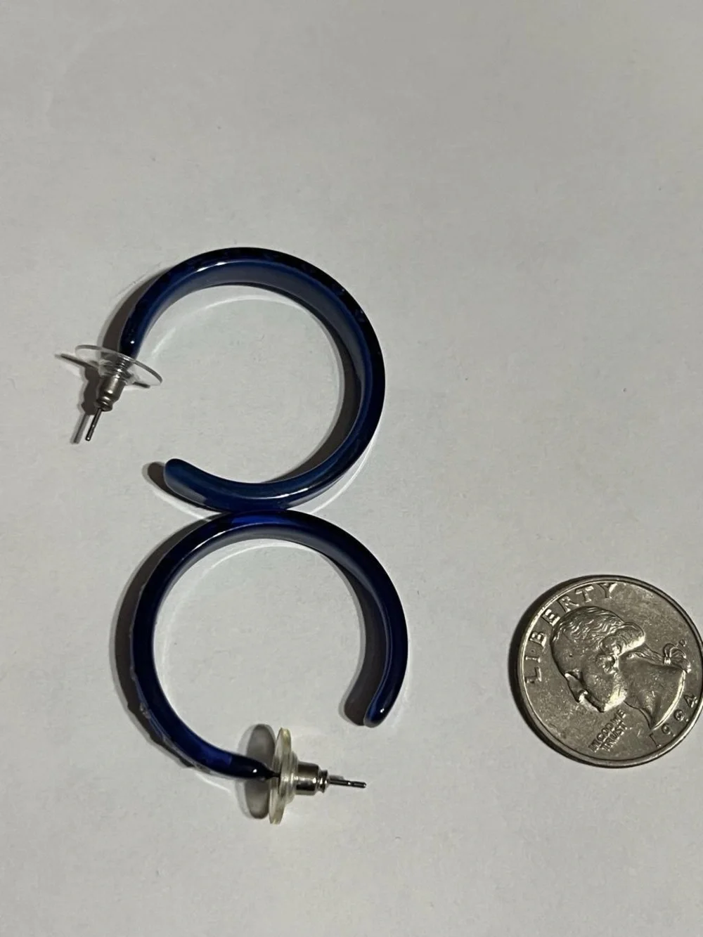 Blue Crystal Accent Hoop Earrings - Unbranded